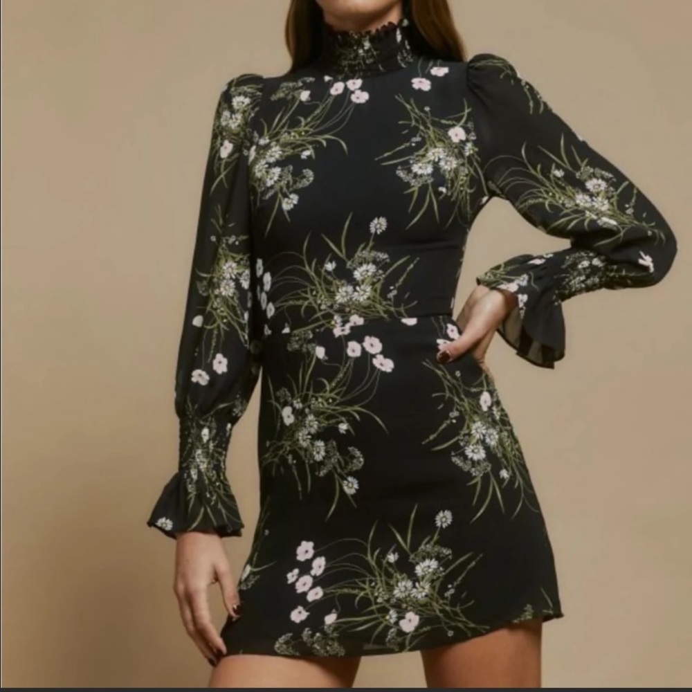 Reformation Black Floral Mini Dress